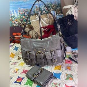 Coach Legacy Garcia Gray Leather Shoulder Bag And Wallet